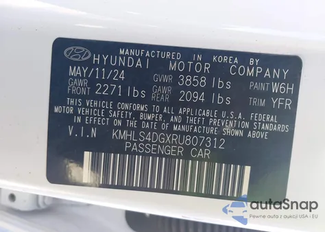 2024 Hyundai Elantra Sel z USA, uszkodzony, nr VIN KMHLS4DGXRU807312